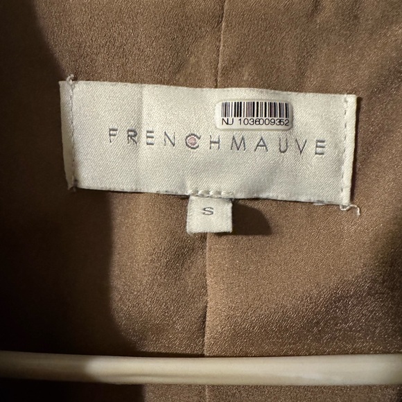 FRENCH MAUVE Size Small Classic Plaid Long Women's Blazer Coat - Brown - Picture 3 of 8